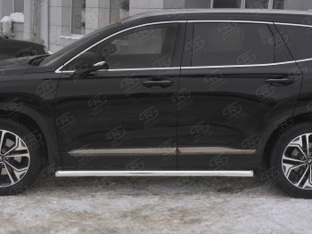 23 949 р. Пороги из трубы d63 SLITKOFF Hyundai Santa Fe TM дорестайлинг (2018-2021) (Вариант 1 (со скосами на торцах))  с доставкой в г. Владивосток. Увеличить фотографию 3