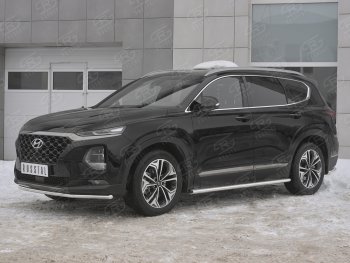 15 499 р. Защита переднего бампера (Ø42 мм, нержавейка) SLITKOFF  Hyundai Santa Fe  TM (2018-2021) дорестайлинг  с доставкой в г. Владивосток. Увеличить фотографию 2