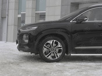 15 499 р. Защита переднего бампера (Ø42 мм, нержавейка) SLITKOFF  Hyundai Santa Fe  TM (2018-2021) дорестайлинг  с доставкой в г. Владивосток. Увеличить фотографию 3