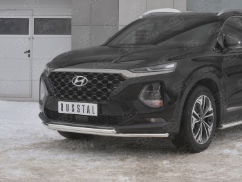 21 399 р. Защита переднего бампера из труб d42 SLITKOFF  Hyundai Santa Fe  TM (2018-2021) дорестайлинг  с доставкой в г. Владивосток. Увеличить фотографию 3