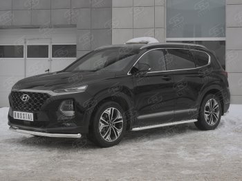 18 549 р. Защита переднего бампера (Ø63 мм, нержавейка) SLITKOFF  Hyundai Santa Fe  TM (2018-2021) дорестайлинг  с доставкой в г. Владивосток. Увеличить фотографию 2