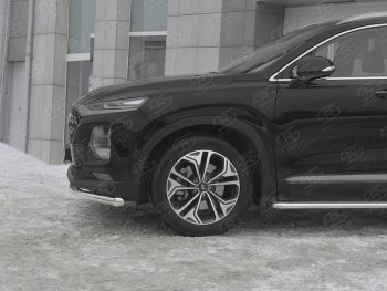 18 549 р. Защита переднего бампера (Ø63 мм, нержавейка) SLITKOFF  Hyundai Santa Fe  TM (2018-2021) дорестайлинг  с доставкой в г. Владивосток. Увеличить фотографию 3