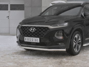 18 549 р. Защита переднего бампера (Ø63 мм, нержавейка) SLITKOFF  Hyundai Santa Fe  TM (2018-2021) дорестайлинг  с доставкой в г. Владивосток. Увеличить фотографию 4