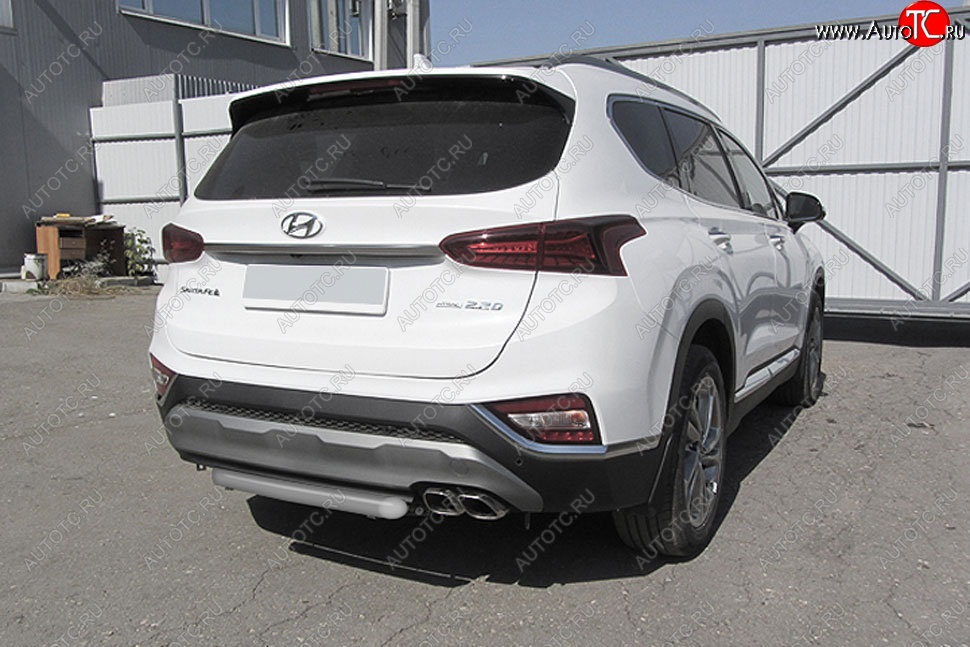 8 299 р. Защита заднего бампера Slitkoff (d57 мм) Hyundai Santa Fe TM дорестайлинг (2018-2021) (Сталь с полимерным покрытием. Цвет: серебристый)  с доставкой в г. Владивосток