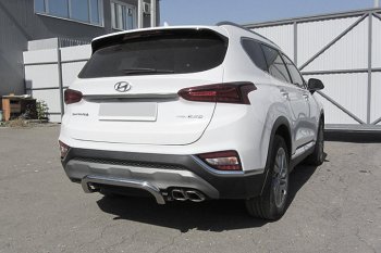 Защита заднего бампера Slitkoff (скоба, d57 мм) Hyundai (Хюндаи) Santa Fe (Санта)  TM (2018-2021) TM дорестайлинг