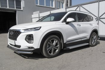 19 449 р. Пороги алюминиевые Slitkoff  Hyundai Santa Fe  TM (2018-2021) дорестайлинг (Optima Silver)  с доставкой в г. Владивосток. Увеличить фотографию 2