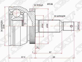 ШРУС SAT (наружный/ABS, 36*30*54 мм) Hyundai Santa Fe CM дорестайлинг (2006-2009)