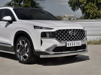 18 299 р. Защита переднего бампера (Ø63 мм, нержавейка) SLITKOFF  Hyundai Santa Fe  TM (2020-2022) рестайлинг  с доставкой в г. Владивосток. Увеличить фотографию 1