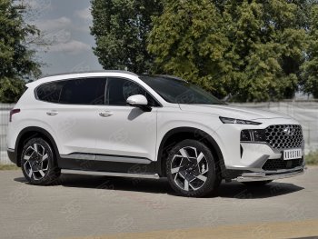 23 999 р. Защита переднего бампера (Ø63 мм с уголками Ø42 мм) SLITKOFF  Hyundai Santa Fe  TM (2020-2022) рестайлинг (полированная нержавейка)  с доставкой в г. Владивосток. Увеличить фотографию 4