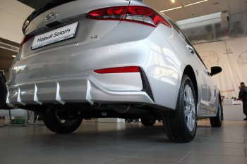 4 999 р. Накладка заднего бампера Автократ Hyundai Solaris HCR седан дорестайлинг (2017-2020) (Неокрашенная)  с доставкой в г. Владивосток. Увеличить фотографию 4