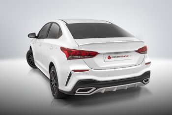 17 999 р. Задний бампер Quant Hyundai Solaris HCR седан дорестайлинг (2017-2020) (Без отверстий под парктроник, Неокрашенный)  с доставкой в г. Владивосток. Увеличить фотографию 2