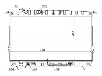 Радиатор двигателя (трубчатый, 2.0 / 2.4 / 2.5 / 2.7) SAT Hyundai (Хюндаи) Sonata (Соната)  EF (2001-2013), KIA (КИА) Magentis (Магентис) (2000-2005),  Optima (Оптима)  1 GD (2000-2005)