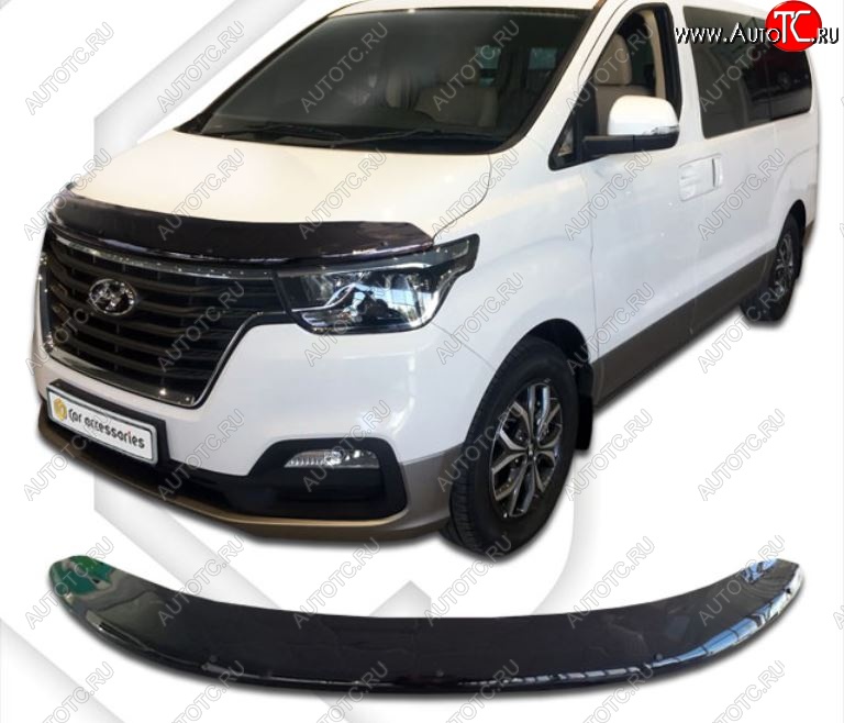 2 899 р. Дефлектор капота CA-Plastik exclusive  Hyundai Starex/Grand Starex/H1  TQ (2017-2022) 2-ой рестайлинг (Classic черный, Без надписи)  с доставкой в г. Владивосток