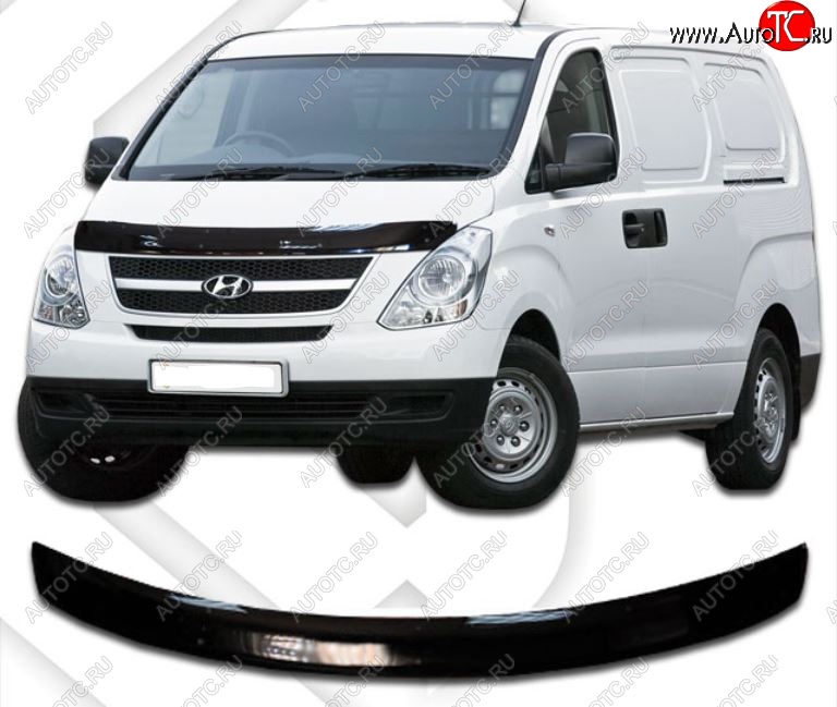 2 159 р. Дефлектор капота CA-Plastiс  Hyundai Starex/Grand Starex/H1  TQ (2014-2018) рестайлинг (Classic черный, Без надписи)  с доставкой в г. Владивосток