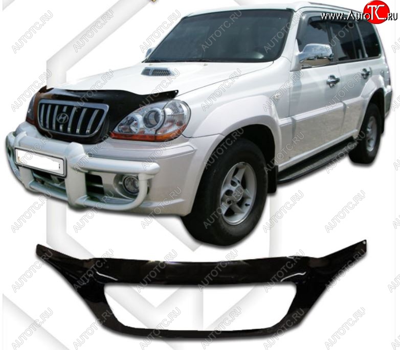 2 899 р. Дефлектор капота CA-Plastic exclusive  Hyundai Terracan  HP (2001-2007) дорестайлинг, рестайлинг (Classic черный, Без надписи)  с доставкой в г. Владивосток