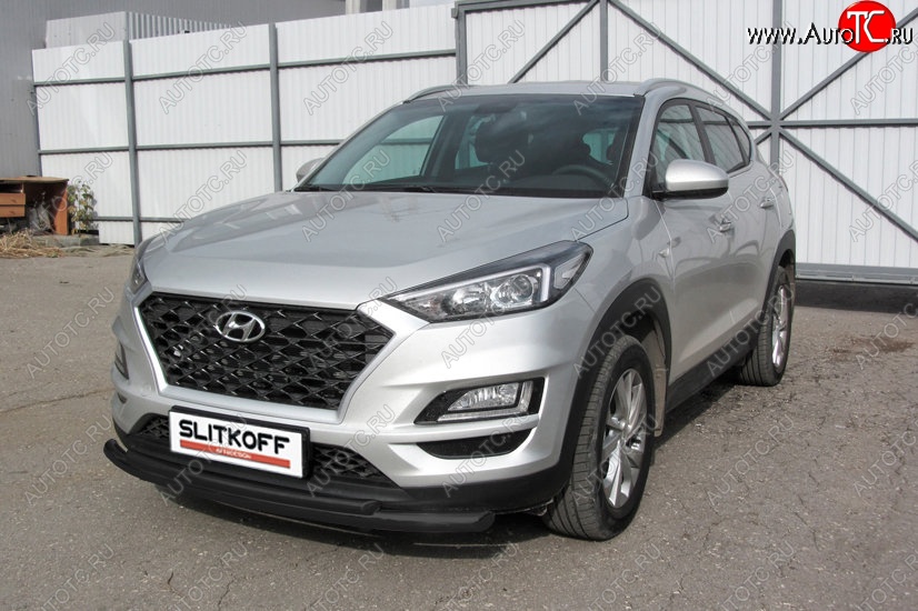 11 799 р. Защита переднего бампера Turbo Slitkoff (двойная, d57/42 мм)  Hyundai Tucson  TL (2018-2021) рестайлинг (Сталь с полимерным покрытием. Цвет: чёрный)  с доставкой в г. Владивосток