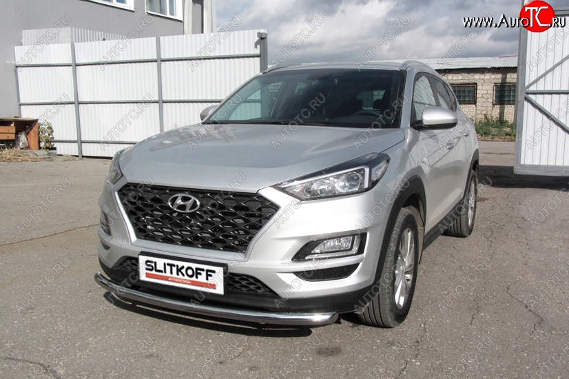 15 999 р. Защита переднего бампера Turbo Slitkoff (d57 мм)  Hyundai Tucson  TL (2018-2021) рестайлинг (Нержавейка, Полированная)  с доставкой в г. Владивосток