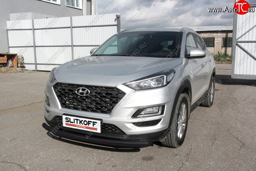 11 199 р. Защита переднего бампера Turbo Slitkoff (d57 мм)  Hyundai Tucson  TL (2018-2021) рестайлинг (Сталь с полимерным покрытием. Цвет: чёрный)  с доставкой в г. Владивосток