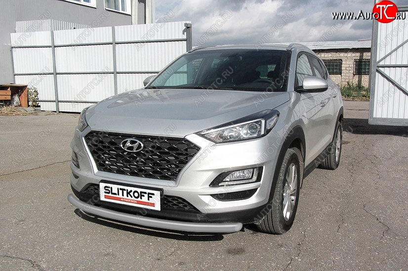 9 999 р. Защита переднего бампера Turbo Slitkoff (d57 мм)  Hyundai Tucson  TL (2018-2021) рестайлинг (Сталь с полимерным покрытием. Цвет: серебристый)  с доставкой в г. Владивосток