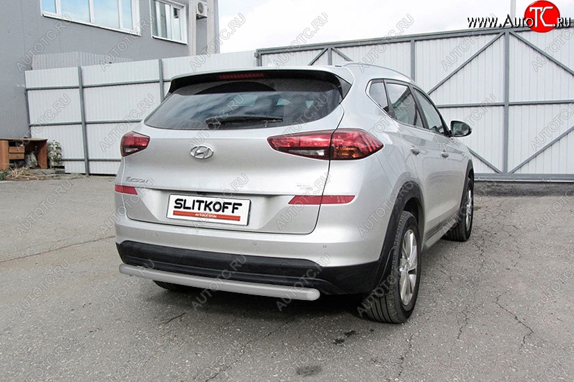 7 999 р. Защита заднего бампера Slitkoff (d57 мм)  Hyundai Tucson  TL (2018-2021) рестайлинг (Сталь с полимерным покрытием. Цвет: серебристый)  с доставкой в г. Владивосток