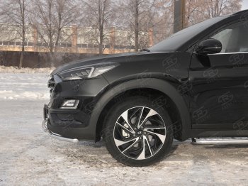 18 999 р. Защита переднего бампера (2 трубы Ø42 мм, нержавейка) SLITKOFF Hyundai Tucson TL рестайлинг (2018-2021)  с доставкой в г. Владивосток. Увеличить фотографию 4