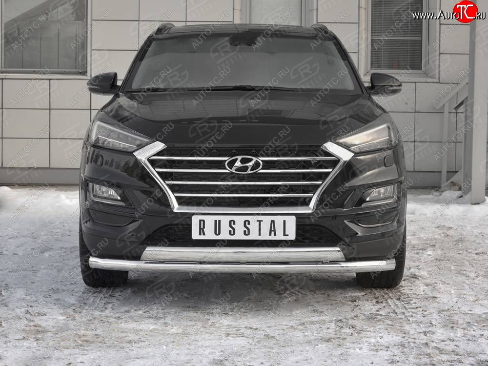 22 949 р. Защита переднего бампера (2 трубы Ø63 и 75х42 мм, нержавейка) Russtal Hyundai Tucson TL рестайлинг (2018-2021)  с доставкой в г. Владивосток