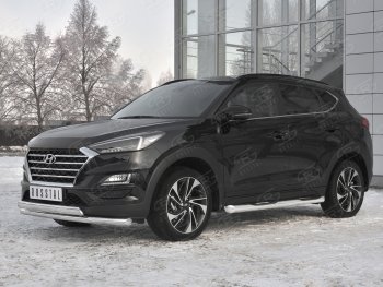 22 949 р. Защита переднего бампера (2 трубы Ø63 и 75х42 мм, нержавейка) Russtal Hyundai Tucson TL рестайлинг (2018-2021)  с доставкой в г. Владивосток. Увеличить фотографию 2