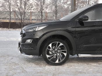 22 949 р. Защита переднего бампера (2 трубы Ø63 и 75х42 мм, нержавейка) Russtal Hyundai Tucson TL рестайлинг (2018-2021)  с доставкой в г. Владивосток. Увеличить фотографию 3