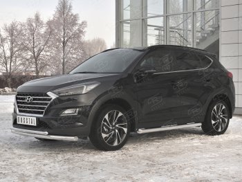 17 899 р. Защита переднего бампера (2 трубы Ø63 и 42 мм, нержавейка) SLITKOFF  Hyundai Tucson  TL (2018-2021) рестайлинг  с доставкой в г. Владивосток. Увеличить фотографию 2