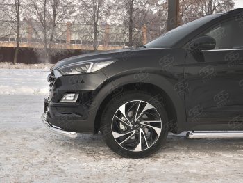 17 899 р. Защита переднего бампера (2 трубы Ø63 и 42 мм, нержавейка) SLITKOFF  Hyundai Tucson  TL (2018-2021) рестайлинг  с доставкой в г. Владивосток. Увеличить фотографию 3