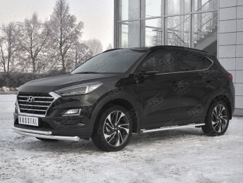 19 549 р. Защита переднего бампера (2 трубы Ø63 и 42 мм, нержавейка) SLITKOFF Hyundai Tucson TL рестайлинг (2018-2021)  с доставкой в г. Владивосток. Увеличить фотографию 2