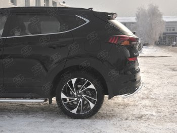 12 949 р. Защита заднего бампера (Ø42 мм волна, нержавейка) SLITKOFF Hyundai Tucson TL рестайлинг (2018-2021)  с доставкой в г. Владивосток. Увеличить фотографию 2