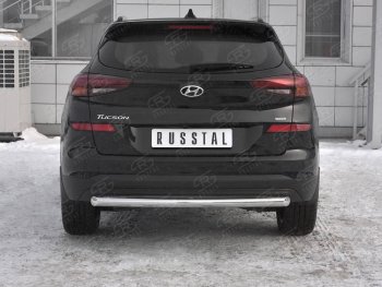 Защита заднего бампера (Ø63 мм, нержавейка) SLITKOFF Hyundai Tucson TL рестайлинг (2018-2021)