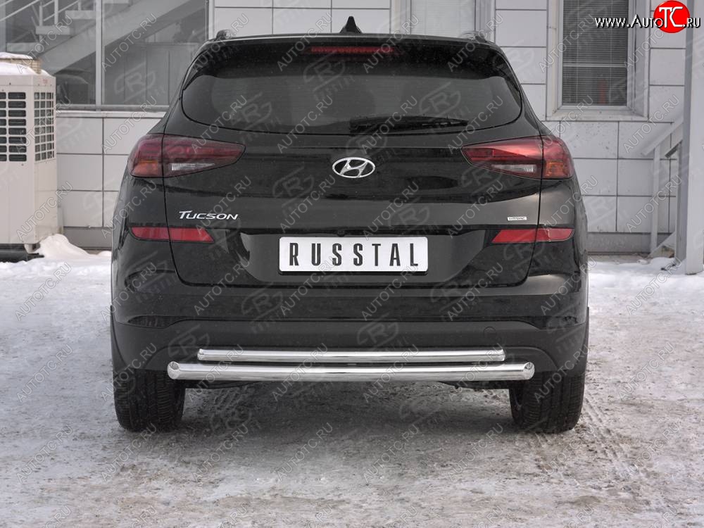 18 999 р. Защита заднего бампера (Ø63/42 мм, нержавейка) SLITKOFF  Hyundai Tucson  TL (2018-2021) рестайлинг  с доставкой в г. Владивосток