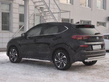 18 999 р. Защита заднего бампера (Ø63/42 мм, нержавейка) SLITKOFF  Hyundai Tucson  TL (2018-2021) рестайлинг  с доставкой в г. Владивосток. Увеличить фотографию 2