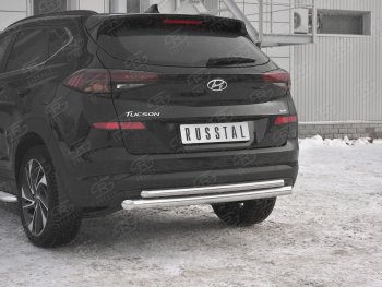 18 999 р. Защита заднего бампера (Ø63/42 мм, нержавейка) SLITKOFF  Hyundai Tucson  TL (2018-2021) рестайлинг  с доставкой в г. Владивосток. Увеличить фотографию 3