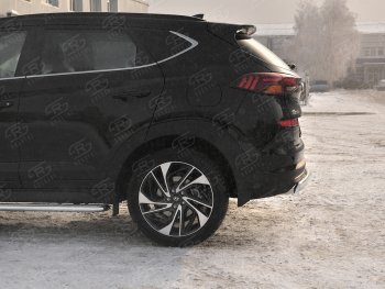 14 999 р. Защита заднего бампера (Ø75x42 мм, нержавейка) Russtal Hyundai Tucson TL рестайлинг (2018-2021)  с доставкой в г. Владивосток. Увеличить фотографию 3