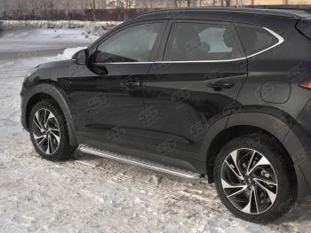 Порожки для ног SLITKOFF (Ø42 мм) Hyundai (Хюндаи) Tucson (Туссон)  TL (2018-2021) TL рестайлинг