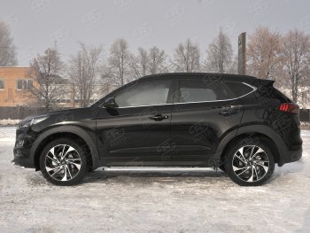 26 999 р. Порожки для ног SLITKOFF (Ø42 мм)  Hyundai Tucson  TL (2018-2021) рестайлинг (Лист алюминиевый, труба - нержавейка)  с доставкой в г. Владивосток. Увеличить фотографию 2