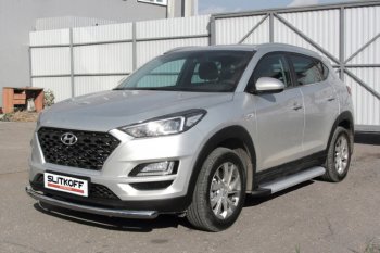 19 449 р. Пороги алюминиевые Slitkoff  Hyundai Tucson  TL (2018-2021) рестайлинг (Optima Silver)  с доставкой в г. Владивосток. Увеличить фотографию 2