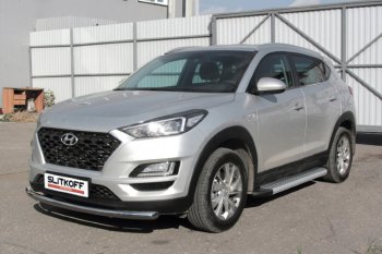 24 999 р. Пороги алюминиевые Slitkoff  Hyundai Tucson  TL (2018-2021) рестайлинг (Standart Silver)  с доставкой в г. Владивосток. Увеличить фотографию 2