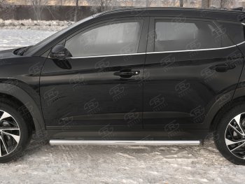 21 999 р. Защита порогов SLITKOFF (Ø63 мм)  Hyundai Tucson  TL (2018-2021) рестайлинг (Металлические торцы под 90°)  с доставкой в г. Владивосток. Увеличить фотографию 2