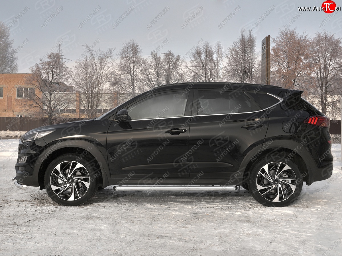 20 849 р. Защита порогов SLITKOFF (Ø63 мм, нержавейка) SLITKOFF Hyundai Tucson TL рестайлинг (2018-2021) (С пластиковыми заглушками на торцах)  с доставкой в г. Владивосток