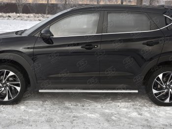 21 749 р. Защита порогов (Ø75x42 мм с проступью, нержавейка) Russtal Hyundai Tucson TL рестайлинг (2018-2021)  с доставкой в г. Владивосток. Увеличить фотографию 2