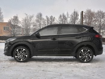 21 749 р. Защита порогов (Ø75x42 мм с проступью, нержавейка) Russtal Hyundai Tucson TL рестайлинг (2018-2021)  с доставкой в г. Владивосток. Увеличить фотографию 3