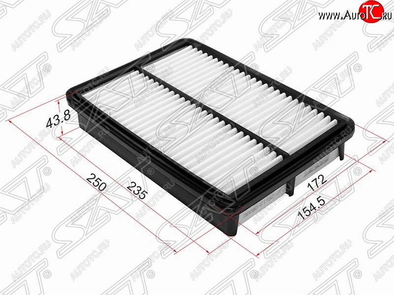 679 р. Фильтр воздушный двигателя SAT (250х172х43.8 mm)  Hyundai Tucson  JM (2004-2010), KIA Sportage  2 JE,KM (2004-2008)  с доставкой в г. Владивосток