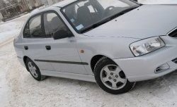 4 099 р. Пороги накладки Style  Hyundai Accent  седан ТагАЗ (2001-2012) (Неокрашенные)  с доставкой в г. Владивосток. Увеличить фотографию 2