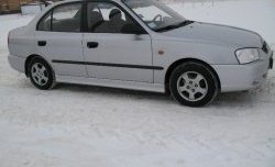 4 099 р. Пороги накладки Style  Hyundai Accent  седан ТагАЗ (2001-2012) (Неокрашенные)  с доставкой в г. Владивосток. Увеличить фотографию 3