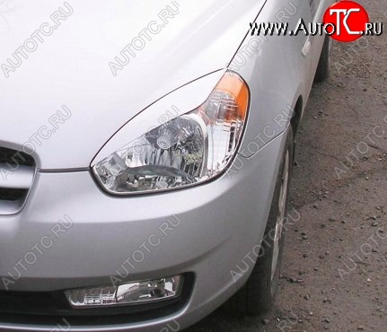 1 649 р. Реснички на фары CT v1  Hyundai Accent  MC (2005-2011) седан, хэтчбек (Неокрашенные)  с доставкой в г. Владивосток