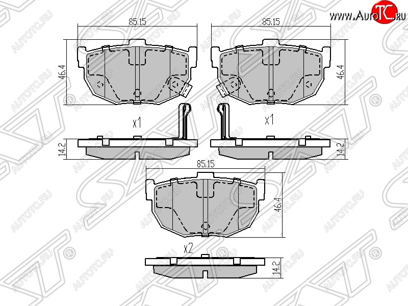 969 р. Колодки тормозные SAT (задние) Hyundai Elantra XD седан дорестайлинг (2000-2003)  с доставкой в г. Владивосток